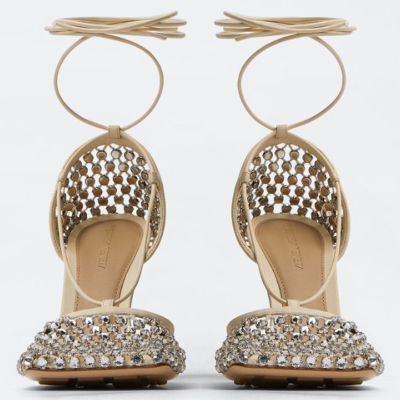 Bottega Veneta sparkle stretch crystal lace up shoes
